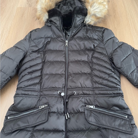 Laundry by Shelli Segal - Women's Black Puffer with Faux Fur Hood - Picture 2 of 5